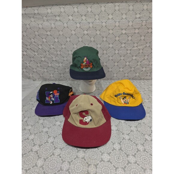 Vintage Cartoon‎ Character Promo Hats Lot Of 5 Peanuts Flintstones Basketball - Picture 1 of 14